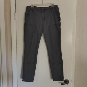 Carhartt Women's Size 10 Slim Fit Carpenter Utility Canvas Dungaree Gray Pants